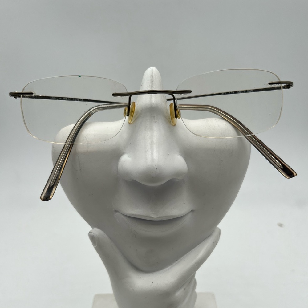 Vintage Sunlites Gray Oval Rimless Sunglasses Frames 1218